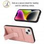 Kryt s kapsou na karty a stojančekom pre iPhone 14 Plus - ružový