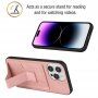 Kryt s kapsou na karty a stojančekom pre iPhone 14 Pro Max - ružový