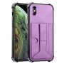 Kryt s kapsou na karty a stojančekom pre iPhone XS Max - fialový