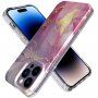 Mramorový trblietavý kryt pre iPhone 14 Pro Max - ružovo-fialový