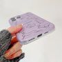 Matný transparentný kryt s motívom abstraktných králičkov pre iPhone 13 Pro Max - fialový