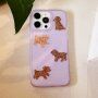Matný transparentný kryt s motívom pudlíkov pre iPhone 12 Pro Max - fialový