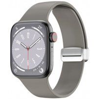 Silikónový remienok s kovovým magnetickým zapínaním pre Apple Watch 42mm / 41mm / 40mm / 38mm - sivý