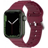 Silikónový remienok Ocean Ripple pre Apple Watch 42mm / 41mm / 40mm / 38mm - vínový