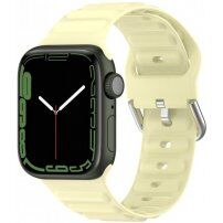 Silikónový remienok Ocean Ripple pre Apple Watch 42mm / 41mm / 40mm / 38mm - svetložltý