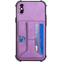 Kryt s kapsou na karty a stojančekom pre iPhone X / XS - fialový