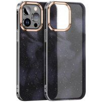 Trblietavý kryt so vzorom vodových farieb pre iPhone 12 Pro Max - čierny