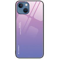 Kryt so sklenenou zadnou stranou pre iPhone 14 - ružovo-fialový