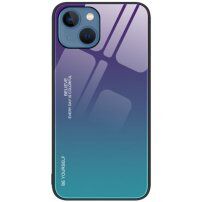 Kryt so sklenenou zadnou stranou pre iPhone 14 - fialovo-azúrový