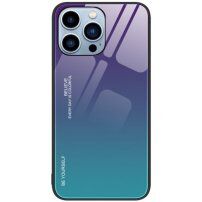 Kryt so sklenenou zadnou stranou pre iPhone 14 Pro - fialovo-azúrový