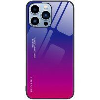 Kryt so sklenenou zadnou stranou pre iPhone 14 Pro Max - modro-fuksiový