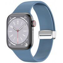 Silikónový remienok s kovovým magnetickým zapínaním pre Apple Watch Ultra 49mm / 46mm / 45mm / 44mm / 42mm - modrý