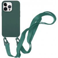 Silikónový kryt s nastaviteľným popruhom pre iPhone 13 Pro Max - petrolejový