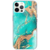 Lesklý mramorový kryt pre iPhone 11 Pro - tyrkysový