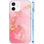 Lesklý mramorový kryt pre iPhone 12 / 12 Pro - ružový