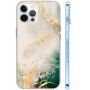 Lesklý mramorový kryt pre iPhone 12 Pro Max - béžovo-zelený