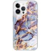 Lesklý mramorový kryt pre iPhone 13 Pro - modrý