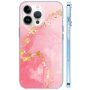 Lesklý mramorový kryt pre iPhone 14 Pro - ružový