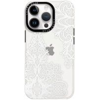 Lesklý transparentný kryt s motívom pre iPhone 13 Pro - čipka