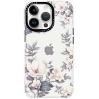 Lesklý transparentný kryt s motívom pre iPhone 13 Pro Max - kvety magnólie