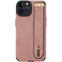 Kožený kryt s pútkom na ruku pre iPhone 11 Pro Max - ružový
