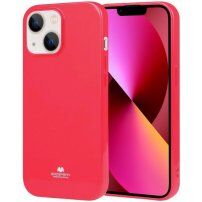 Goospery lesklý kryt z mäkkého plastu pre iPhone 14 Plus - neónovo ružový