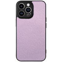Trblietavý kryt z PU kože pre iPhone 14 Pro - svetlofialový