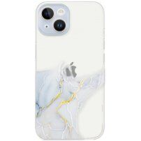Transparentný kryt s mramorovým vzorom pre iPhone 14 Plus - bledomodrý