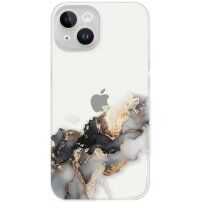 Transparentný kryt s mramorovým vzorom pre iPhone 14 Plus - sivý