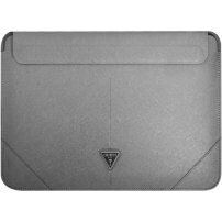 Guess Saffiano Triangle Metal Logo obálka pre iPad Pro 12,9" / MacBook do 14" - strieborná