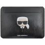 Karl Lagerfeld Head Embossed kožená obálka pre iPad Pro 12,9" / MacBook do 14" - čierna