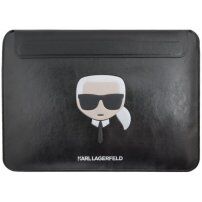 Karl Lagerfeld Head Embossed kožená obálka pre iPad Pro 12,9" / MacBook do 14" - čierna