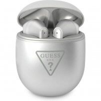 Guess True Wireless Triangle Logo bezdrôtové slúchadlá pre zariadenia Apple - strieborná