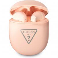 Guess True Wireless Triangle Logo bezdrôtové slúchadlá pre zariadenia Apple - ružová