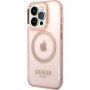 Guess Translucent transparentný kryt s MagSafe pre iPhone 14 Pro Max - ružový