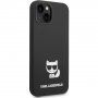 Karl Lagerfeld Choupette silikónový kryt pre iPhone 14 Plus - čierny