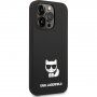 Karl Lagerfeld Choupette silikónový kryt pre iPhone 14 Pro - čierny