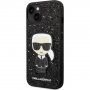 Karl Lagerfeld Glitter Flakes Ikonik trblietavý kryt pre iPhone 14 - čierny
