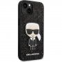 Karl Lagerfeld Glitter Flakes Ikonik trblietavý kryt pre iPhone 14 - čierny