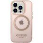 Guess Translucent transparentný kryt s MagSafe pre iPhone 14 Pro Max - ružový