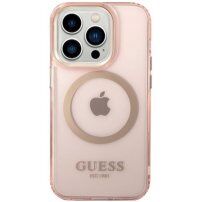 Guess Translucent transparentný kryt s MagSafe pre iPhone 14 Pro Max - ružový