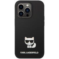 Karl Lagerfeld Choupette silikónový kryt pre iPhone 14 Pro - čierny