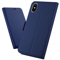 Flipové puzdro so stojančekom pre iPhone XS Max – tmavomodrá