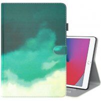 Puzdro so vzorom vodových farieb a priestorom na karty pre iPad 9,7" (2017/2018) / Air 1 / 2 / Pro 9,7" - petrolejové