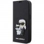 Karl Lagerfeld Saffiano Karl and Choupette NFT flipové puzdro pre iPhone 14 Pro Max - čierne
