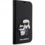 Karl Lagerfeld Saffiano Karl and Choupette NFT flipové puzdro pre iPhone 13 Pro Max - čierne