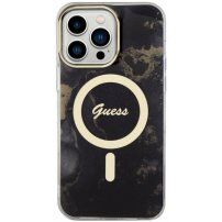 Guess Marble IML kryt s MagSafe pre iPhone 13 Pro Max - čierny