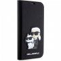 Karl Lagerfeld Saffiano Karl and Choupette NFT flipové puzdro pre iPhone 14 - čierne