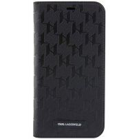 Karl Lagerfeld Saffiano Monogram flipové puzdro pre iPhone 12 / 12 Pro - čierne
