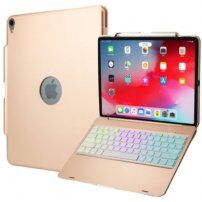Puzdro s podsvietenou klávesnicou a príchytkou na Apple Pencil pre iPad Pro 12,9" (2018) - ružovo-zlaté